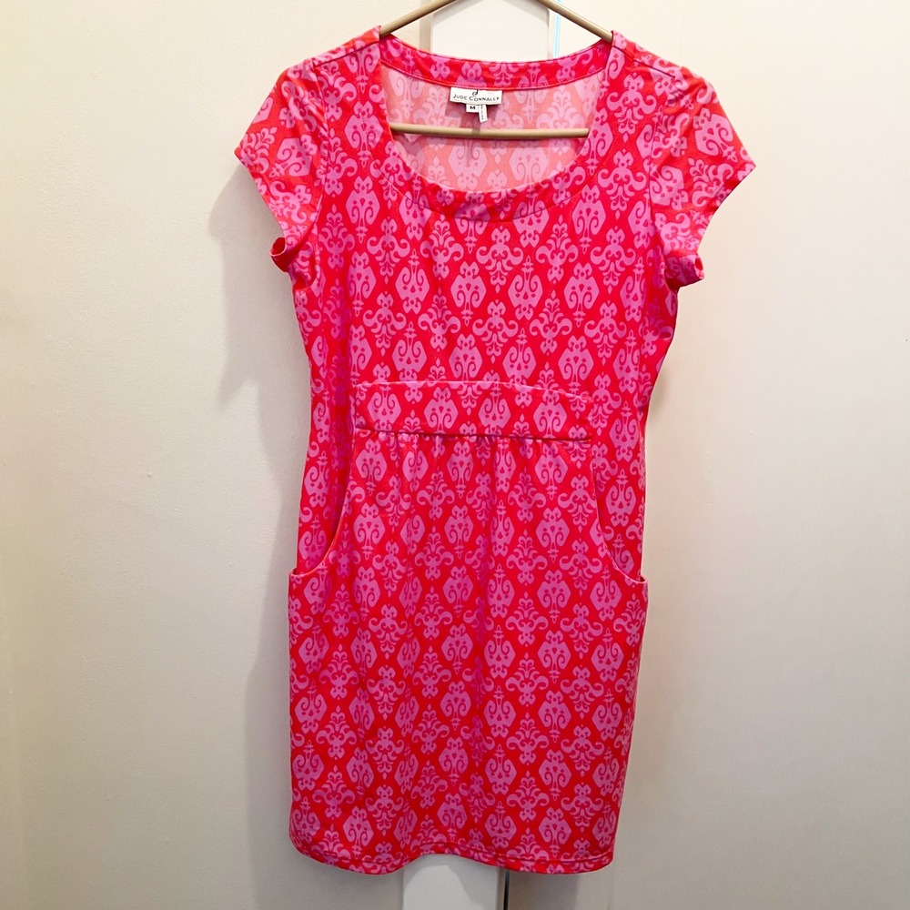 Jude‎ Connally Patty Dress Fleur Watermelon Medium Pockets Pink Preppy Beach